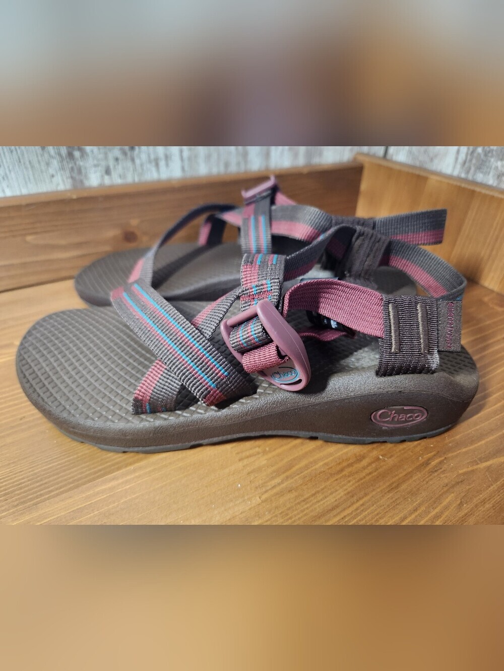 Chaco Strappy Women's Z Cloud Sandals Ply Chocolate Brown Teal Mauve Like New